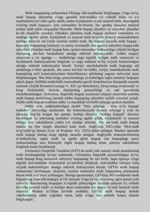 MULK HUQUQI. MAJBURIYAT HUQUQINING ASOSIY TUSHUNCHALARI 2