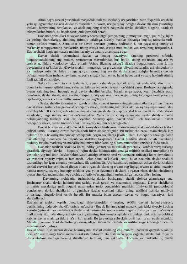 DAVLATNING FUNKSIYALARI, SHAKLLARI VA MEXANIZMI. IJTIMOIY MUNOSABATLAR VA HUQUQ. 4