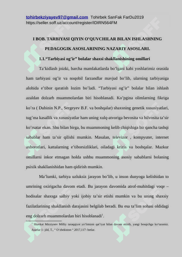 TARBIYASI QIYINLIKNI KELTIRIB CHIQARUVCHI OMILLARNI BARTARAF ETISHDA PSIXOLOGNING RO'LI 6