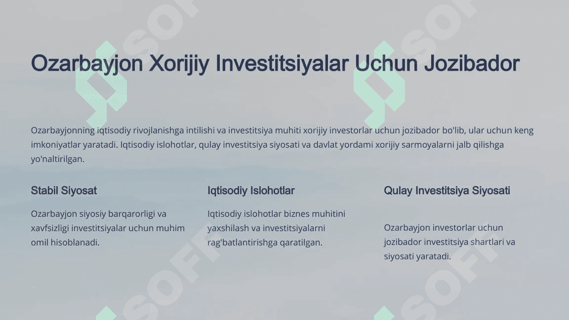 Ozarbayjon davlatining investitsiya tahlili 6