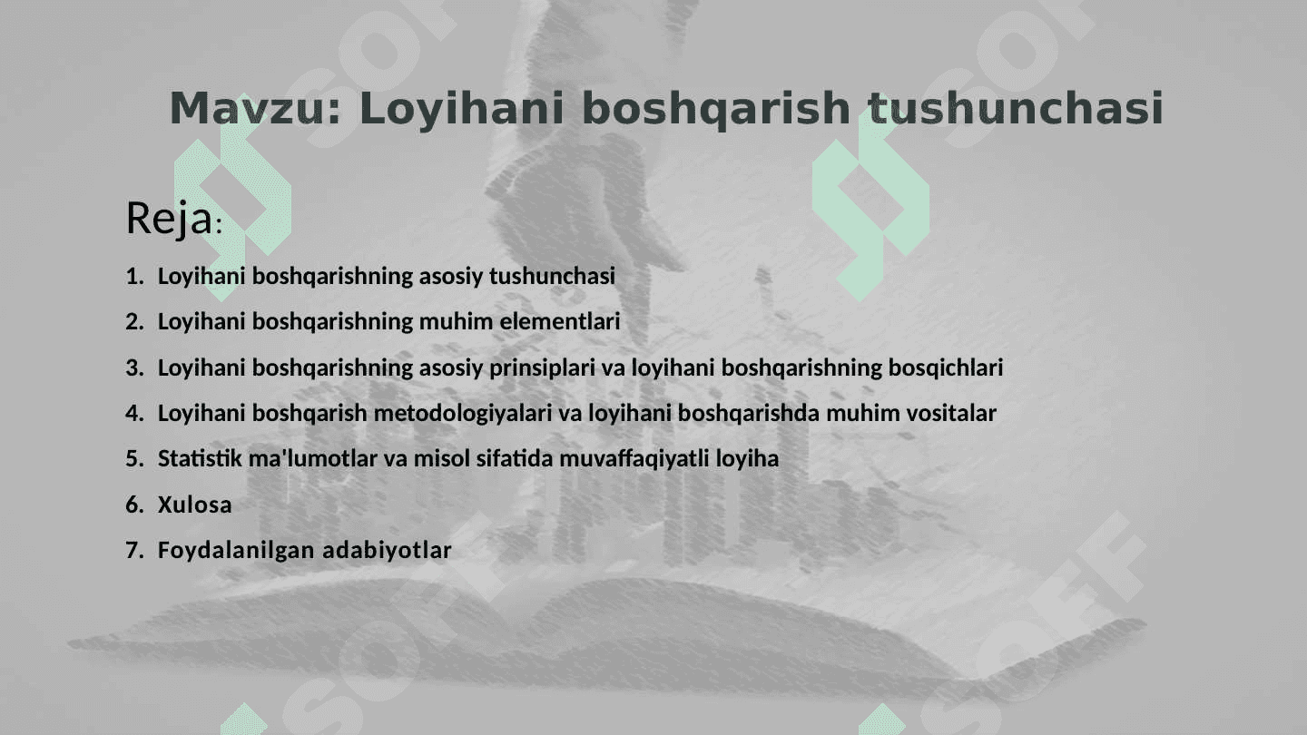 Loyihani boshqarish tushunchasi 2