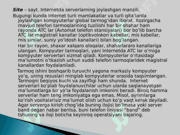 GLOBAL KOMPYUTER TARMOQLARI. INTERNET TARMOGʻI 4