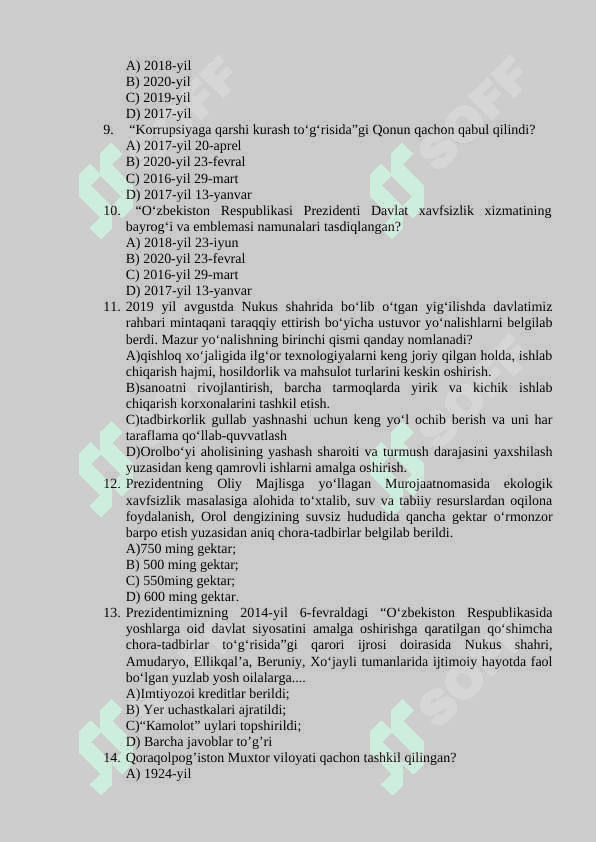 Konstitutsiya va huquq fanidan 218ta  testlar toʻplami 2
