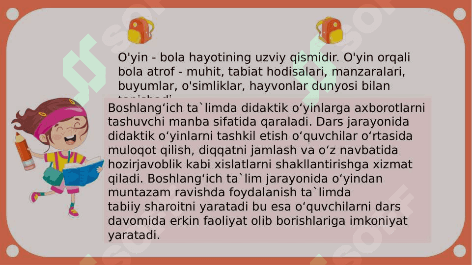 Sinfdan tashqari mashg‘ulotlarda didaktik o‘yinlarning ahamiyati, mazmuni va ulardan foydalanish usullari 4
