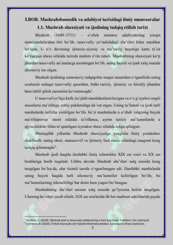 Mashrabshunoslikdagi ilmiy munozaralarning adabiyot tarixini o’rganishdagi o’rni 5