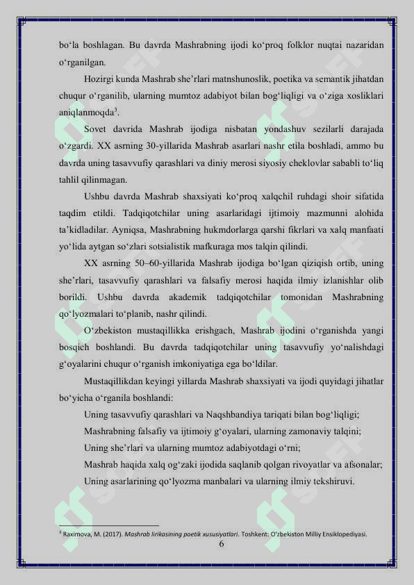 Mashrabshunoslikdagi ilmiy munozaralarning adabiyot tarixini o’rganishdagi o’rni 6