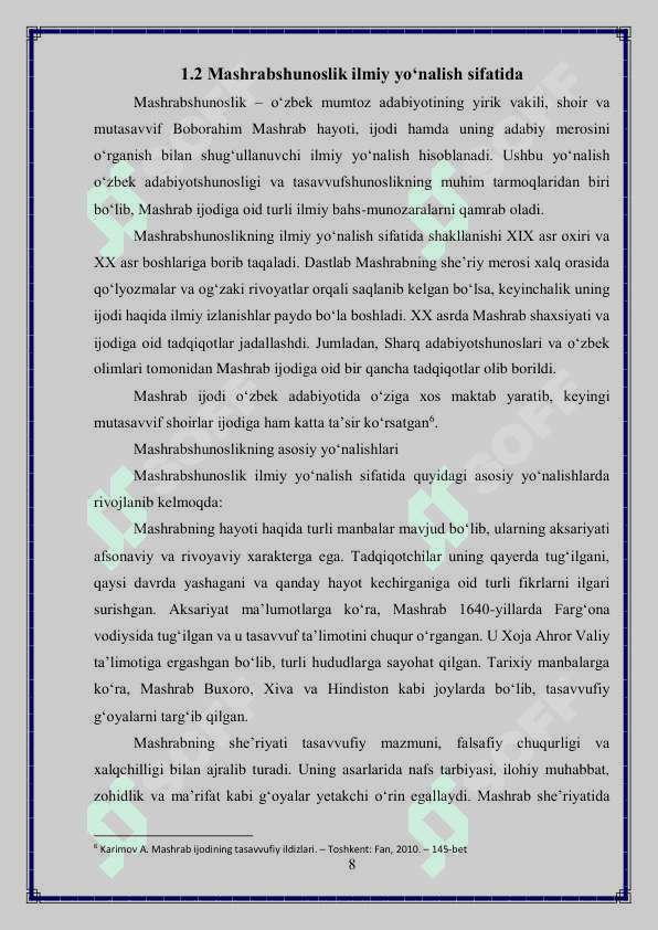 Mashrabshunoslikdagi ilmiy munozaralarning adabiyot tarixini o’rganishdagi o’rni 8