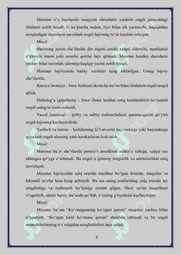 Maxmur hajviyotida ijtimoiy voqelikning badiiy talqini 6