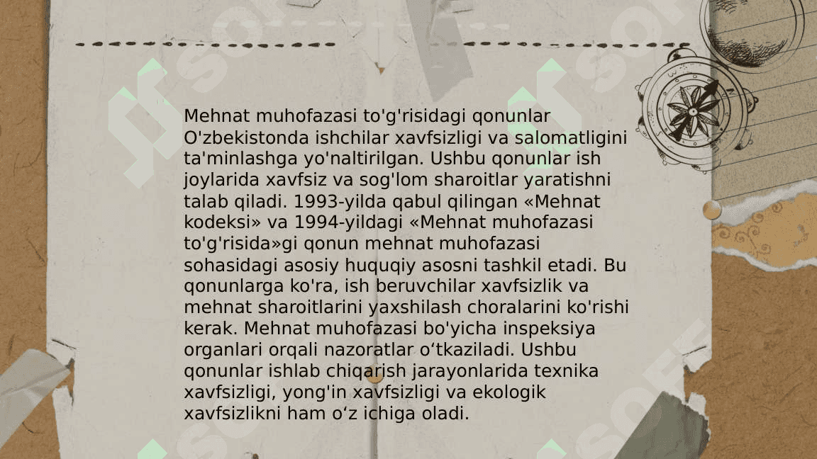 Mehnat muhofazasini tashkil etish bo’yicha me’yoriy hujjatlar tahlili 4