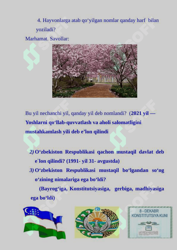 1-sinf ona tili dars ishlanma Shaxs va narsaning nomini bildirgan so‘zlar 4