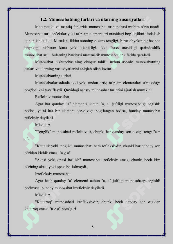 Moslik va munosabat 8