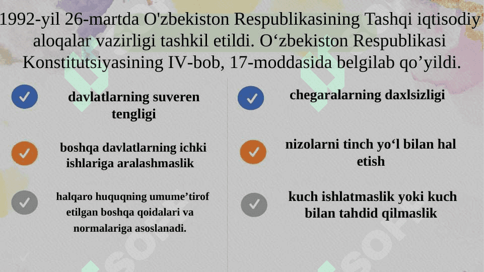 O‘ZBEKISTONNING XALQARO ALOQALARI VA JAHON HAMJAMIYATIDAGI O‘RNI 3