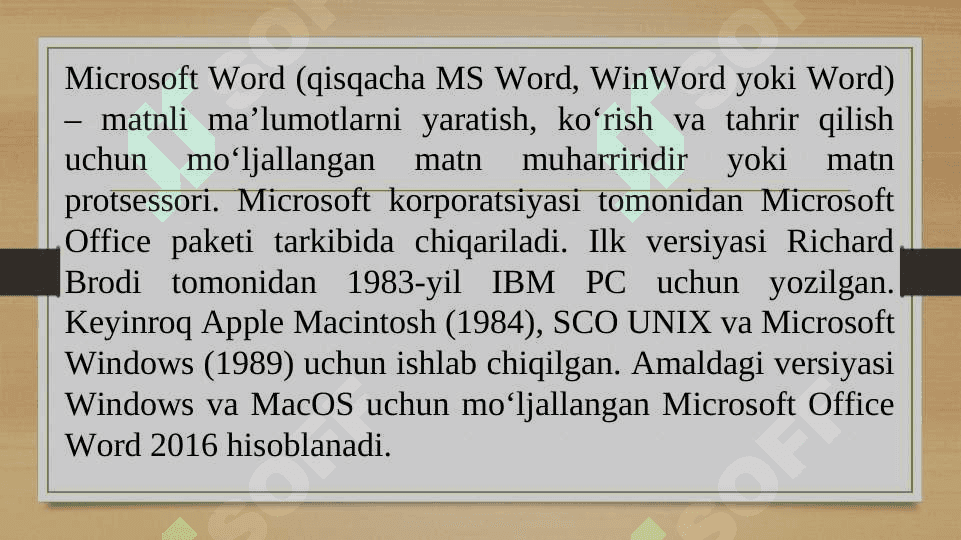 WORD matn muxarriri 2