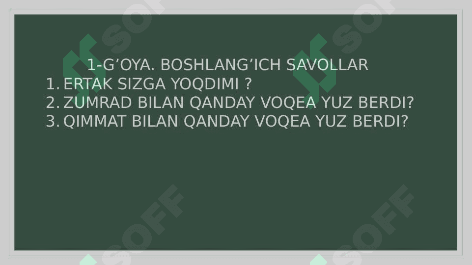 Patti drapeuaning “to’xta va boshla” g’oyasi Zumrad va qimmat ertagi asosida 2