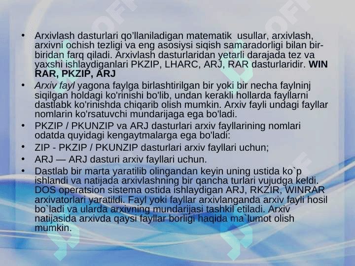 Arxivlash dasturlari 6