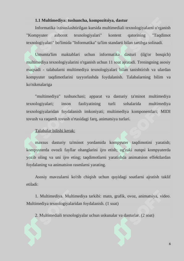 Multimedia texnologiyasi va undan o‘quv jarayonida foydalanish 6