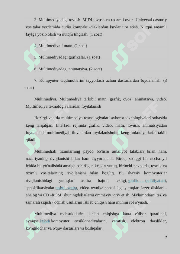 Multimedia texnologiyasi va undan o‘quv jarayonida foydalanish 7