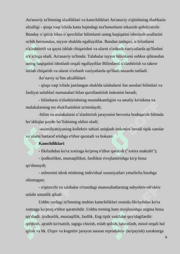 Informatika ta’limida an’anaviy va noan’anaviy ta’lim texnologiyalari 8