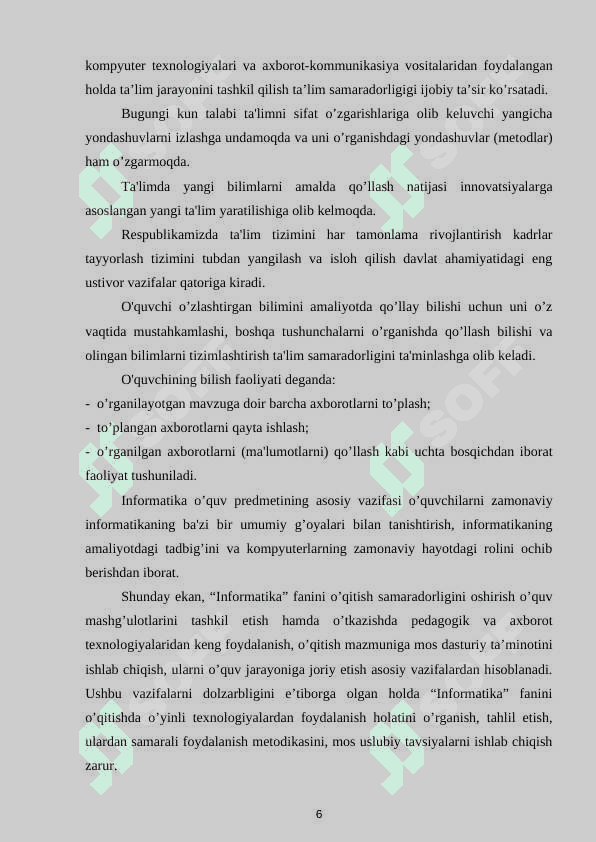 Informatika va axborot texnologiyalari fanini o’qitishni zamonaviy usullari 6