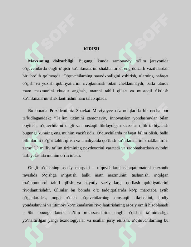 Kitobxonlik faoliyatini shakllantirish (to‘g‘ri, tez, ongli o‘qish) 2