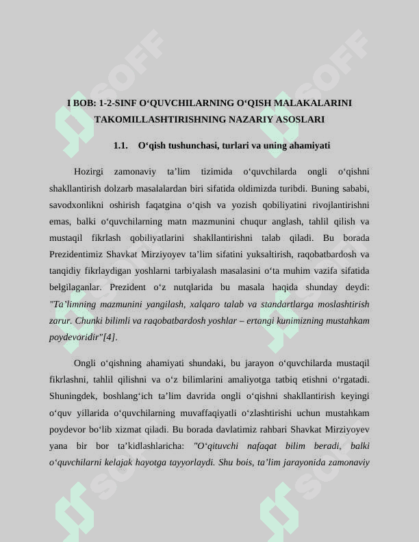 Kitobxonlik faoliyatini shakllantirish (to‘g‘ri, tez, ongli o‘qish) 5
