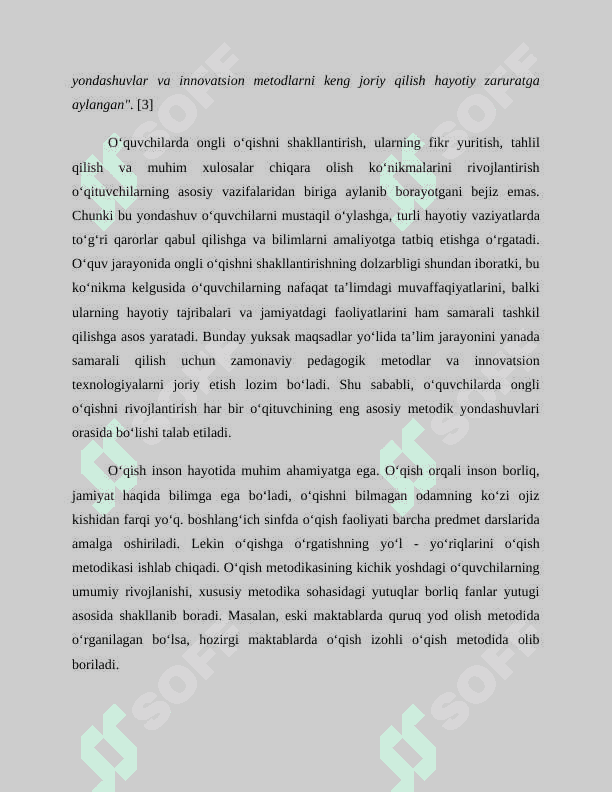 Kitobxonlik faoliyatini shakllantirish (to‘g‘ri, tez, ongli o‘qish) 6
