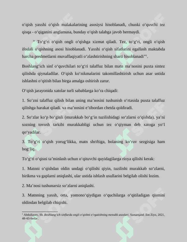 Kitobxonlik faoliyatini shakllantirish (to‘g‘ri, tez, ongli o‘qish) 8