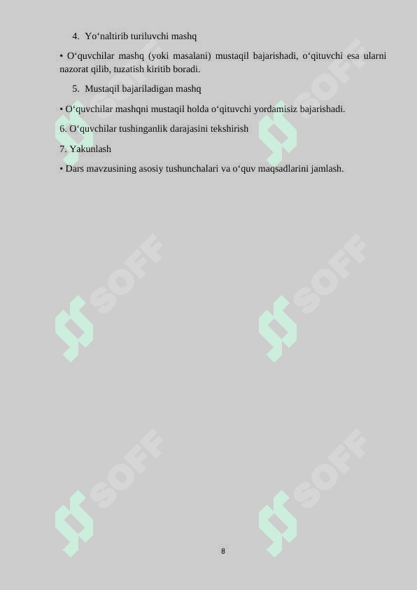 Informatika fanidan darsdan tashqari mashg‘ulotlarni tashkil etish. 8
