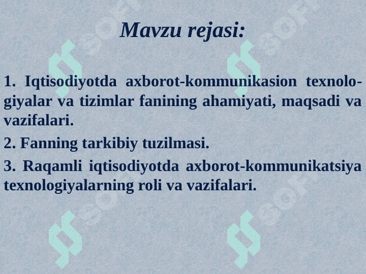 Iqtisodiyotda axborot-kommunikatsion texnologiyalari va tizimlar faniga kirish 2