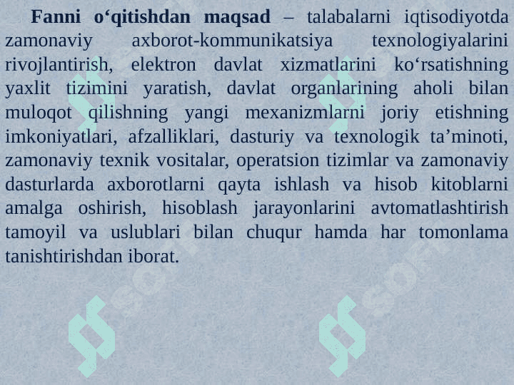 Iqtisodiyotda axborot-kommunikatsion texnologiyalari va tizimlar faniga kirish 3
