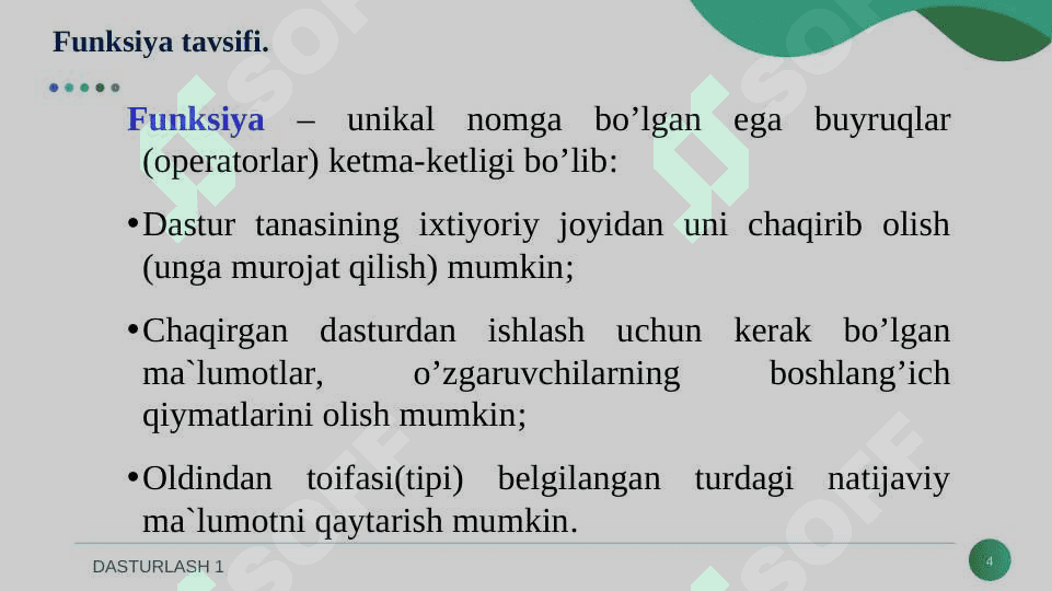 Funksiyalar, Rеkursiv funksiyalar, Foydalanuvchi kutubxonasi taqdimot 4