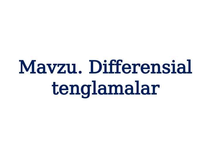 Differensial tenglamalar