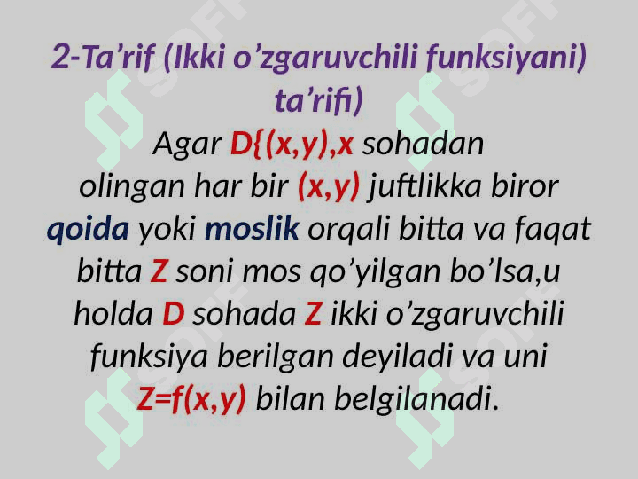 Ko‘p o‘zgaruvchili  funksiyalar 6