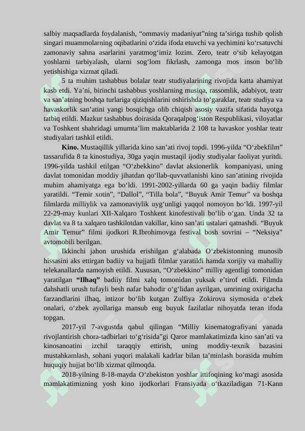 MA’NAVIY HAYOTDAGI O‘ZGARISHLAR, MADANIY TARAQQIYOT MUAMMOLARI. 8