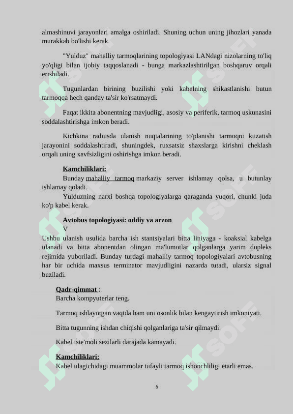 Lokal tarmoqda ma'lumotlar almashinuv modeli 6