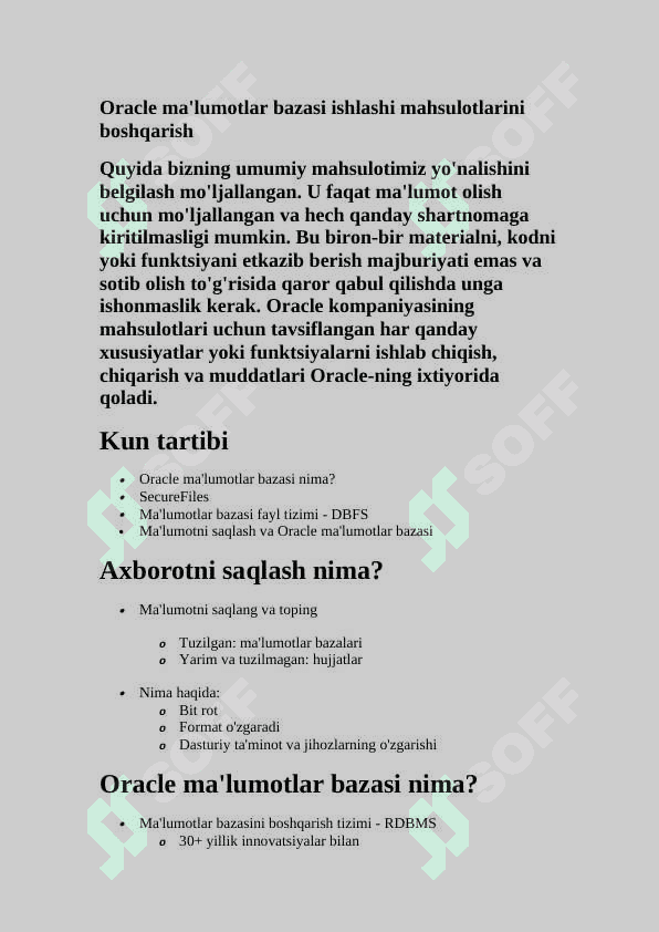 Malumotlar bazasi mustaqil ish_Ma’lumot bazasi tizimining arxitekturasi. 3