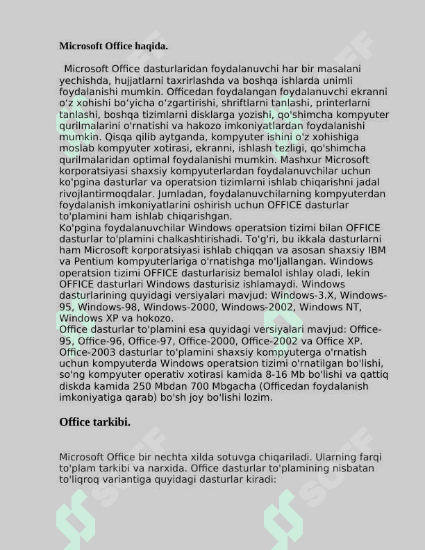 Operatsion tizimlar.Microsoft Office 3