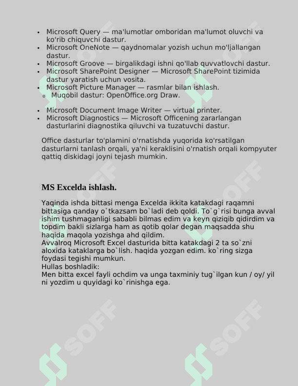 Operatsion tizimlar.Microsoft Office 5