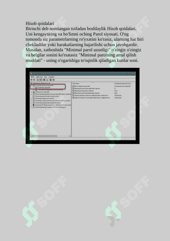 Operatsion tizimlar.Xavfsizlikni tashkil etish. 7