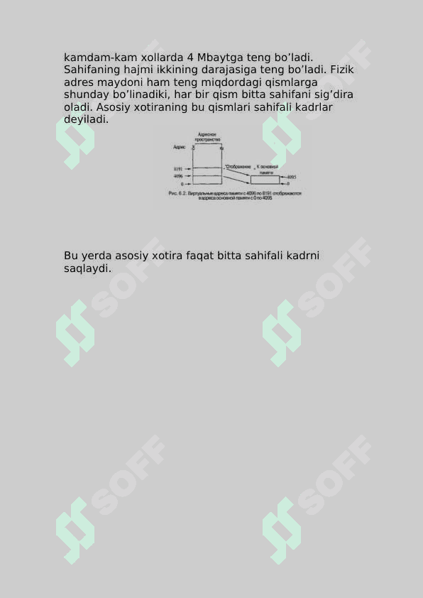 Operatsion tizimlar_Virtual xotirani tashkil etish. 6