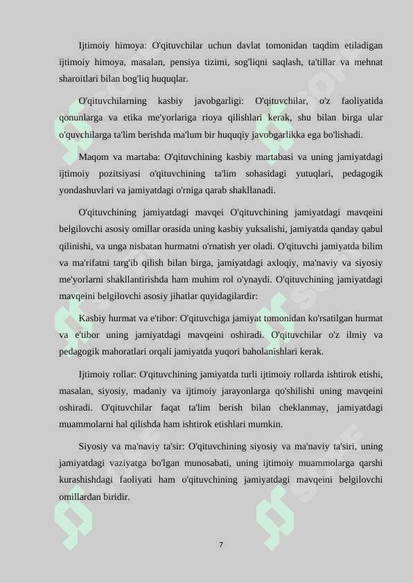 O'QITUVCHINING JAMIYATDAGI O'RNI VA SIYOSIY MAVQEYI 7