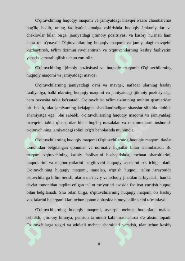 O'QITUVCHINING JAMIYATDAGI O'RNI VA SIYOSIY MAVQEYI 8