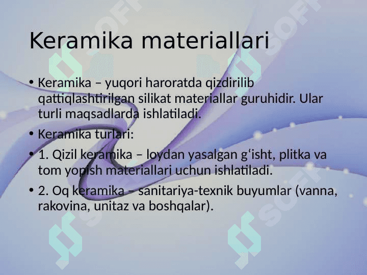 Silikat materiallar va buyumlar 7