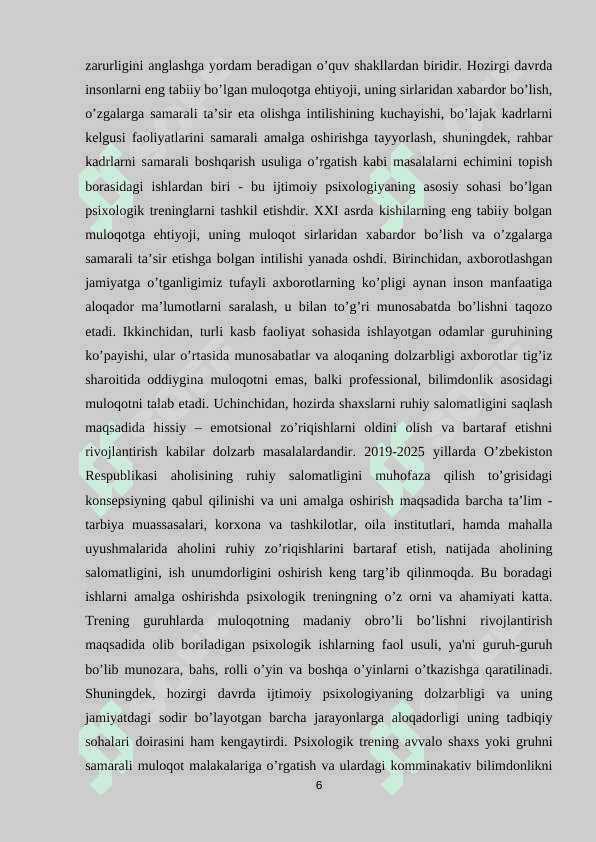 Tarbiyaviy treninglar 6
