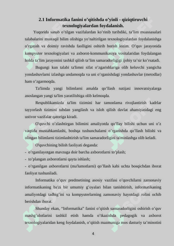 Informatika fanlarini o'qitishda rivojlantiruvchi ta'lim 4