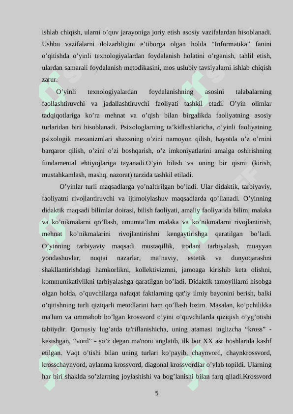 Informatika fanlarini o'qitishda rivojlantiruvchi ta'lim 5