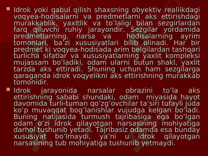 IDROK VA UNING QONUNIYATLARI 3