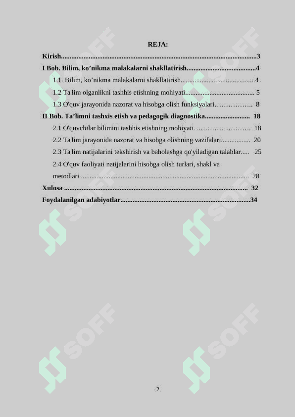 O'quvchilarning bilim, ko'nikma va malakalarini nazorat qilish shakl, metod va vositalari 2
