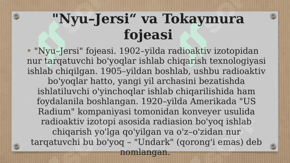 TEXNOGEN HALOKATLAR.  NYU DJERSI FOJEASI 6