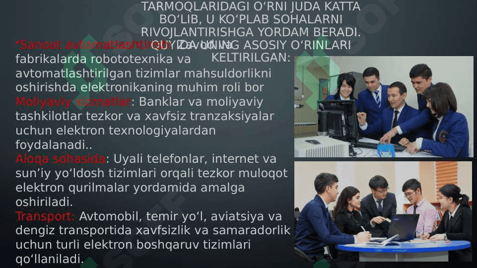 elektronikaning idtisodiyotdagi o'rni 2
